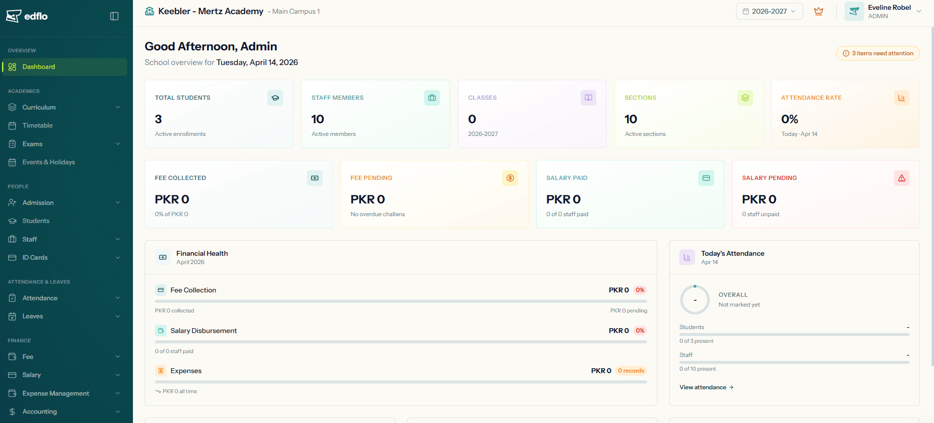 EdFlo admin dashboard