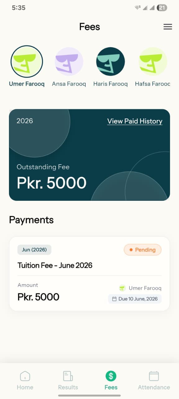 School ERP and management system dashboard